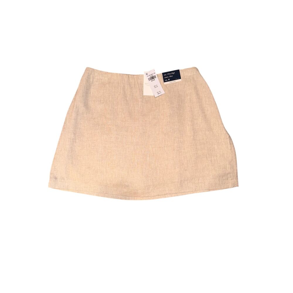 Abercrombie & Fitch Curve Love Linen Mini Skort M NWT Ultra High Rise Beige